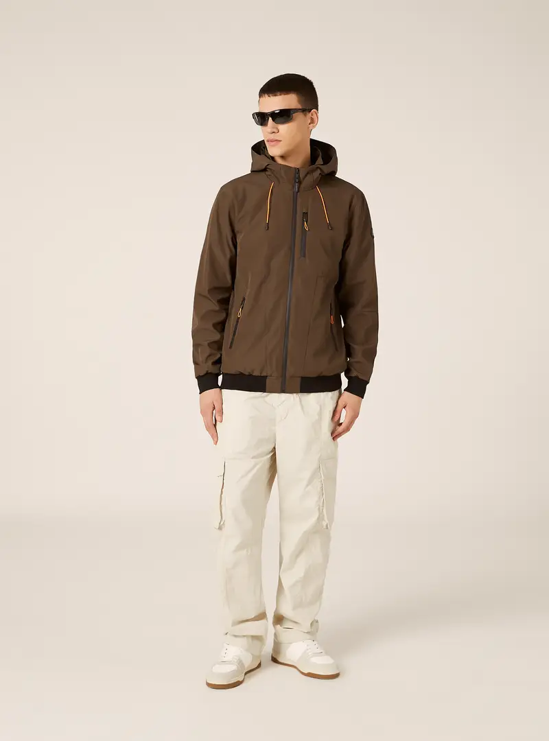 Bomber antivento con cappuccio BR1 BROWN