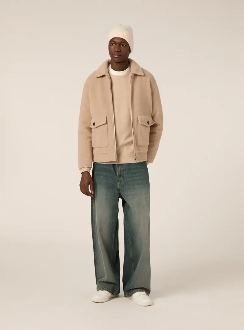 Bomber con collo camicia n melton MBG2 BEIGE