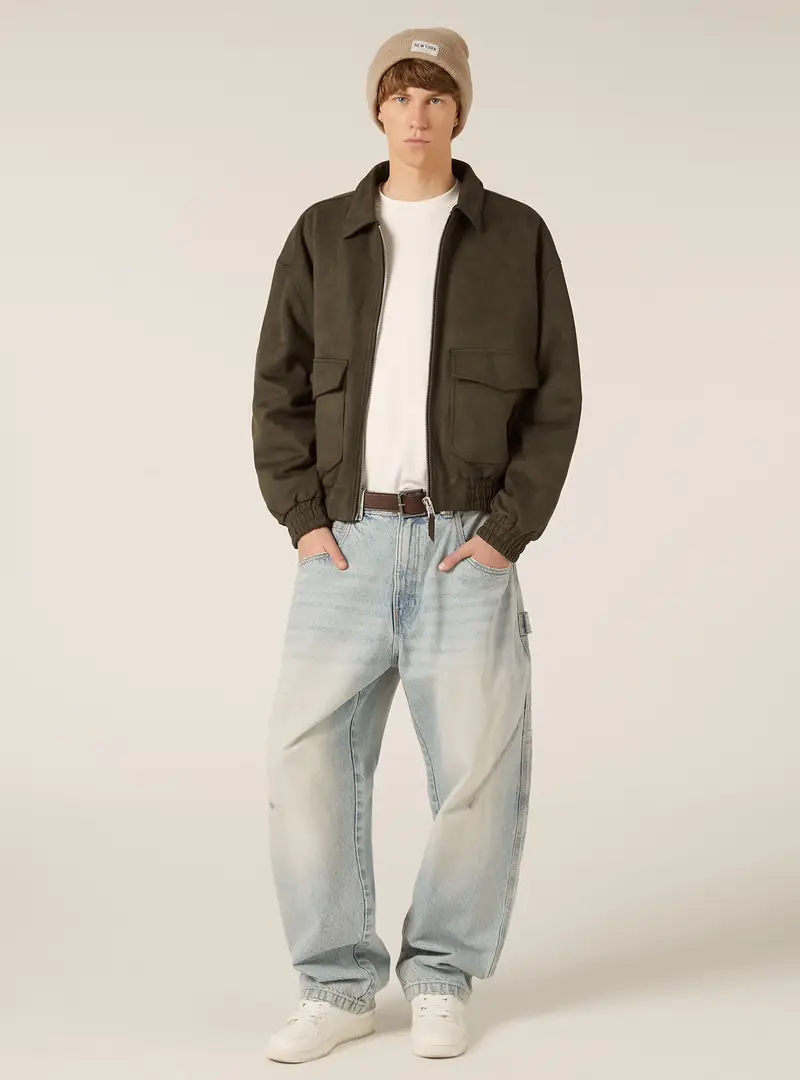 Bomber effetto camoscio boxy fit