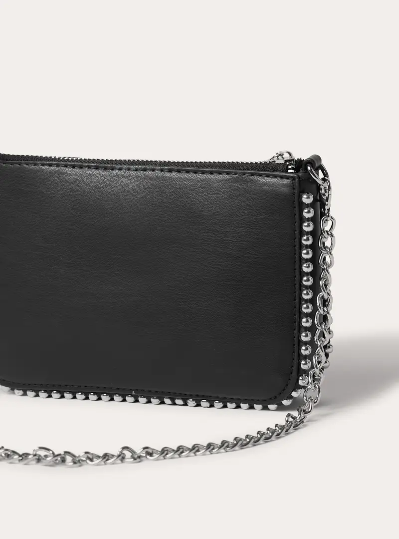 Borsa mini effetto pelle con tracolla a catena BK1 BLACK