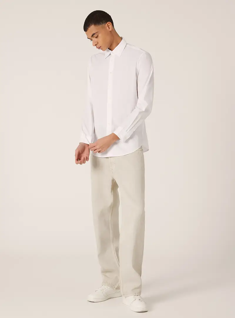 Camicia a manica lunga in tinta unita