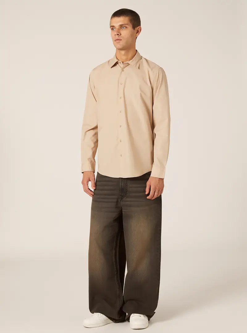 Camicia a manica lunga in tinta unita