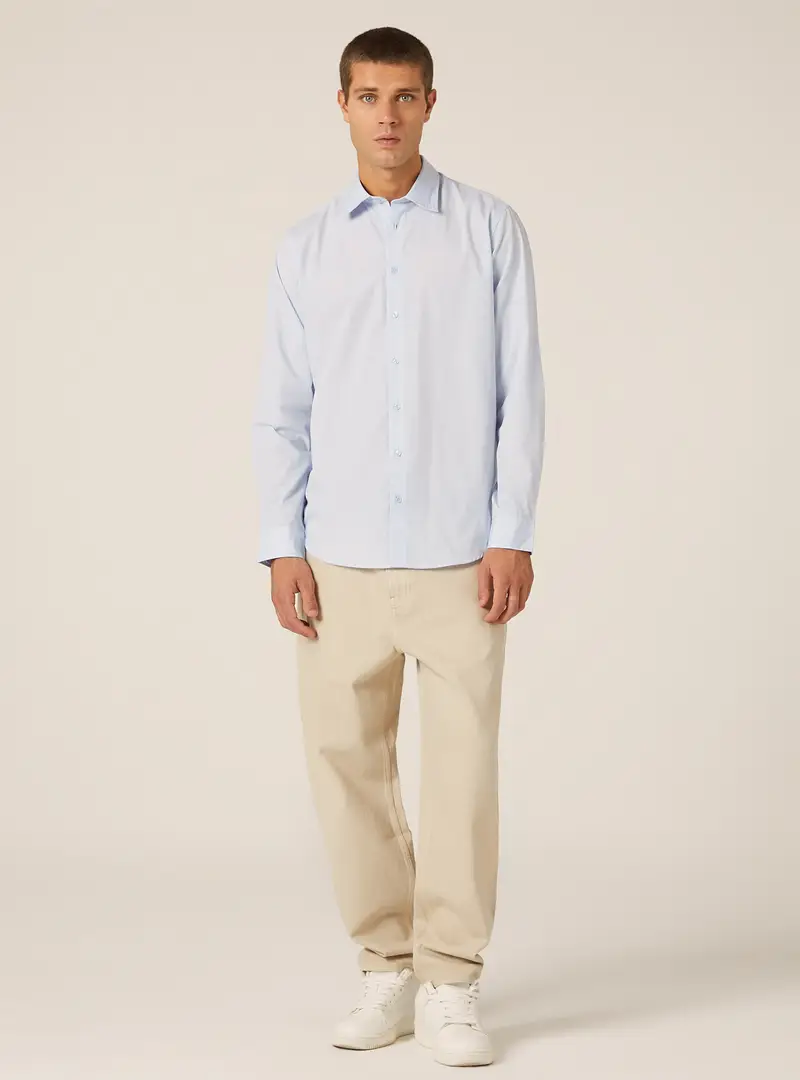 Camicia a manica lunga in tinta unita