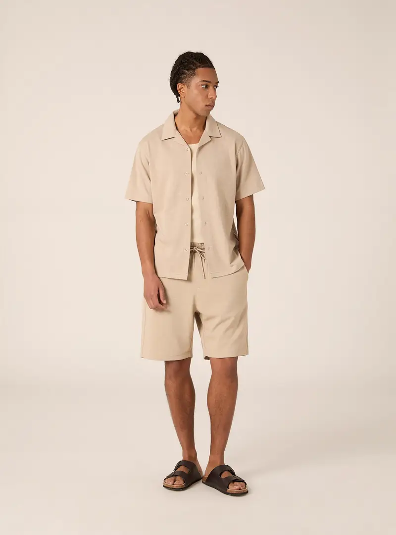 Camicia a maniche corte in jersey BG2 BEIGE