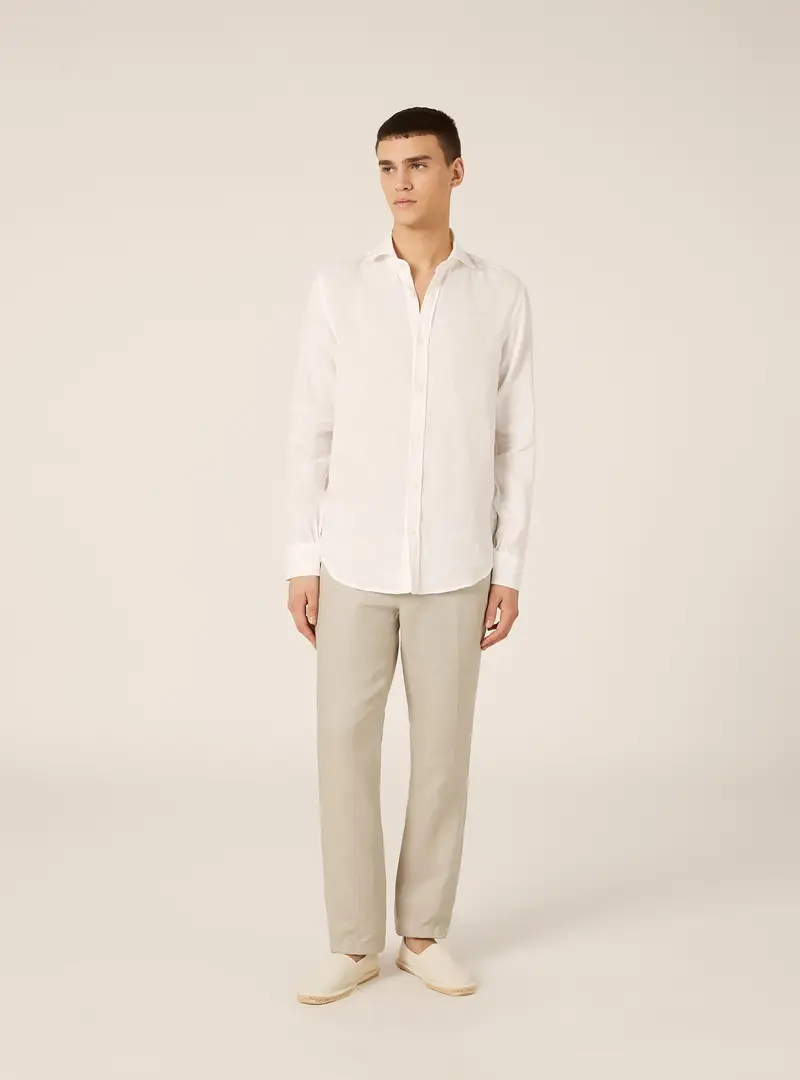 Camicia basica in lino WH3 WHITE