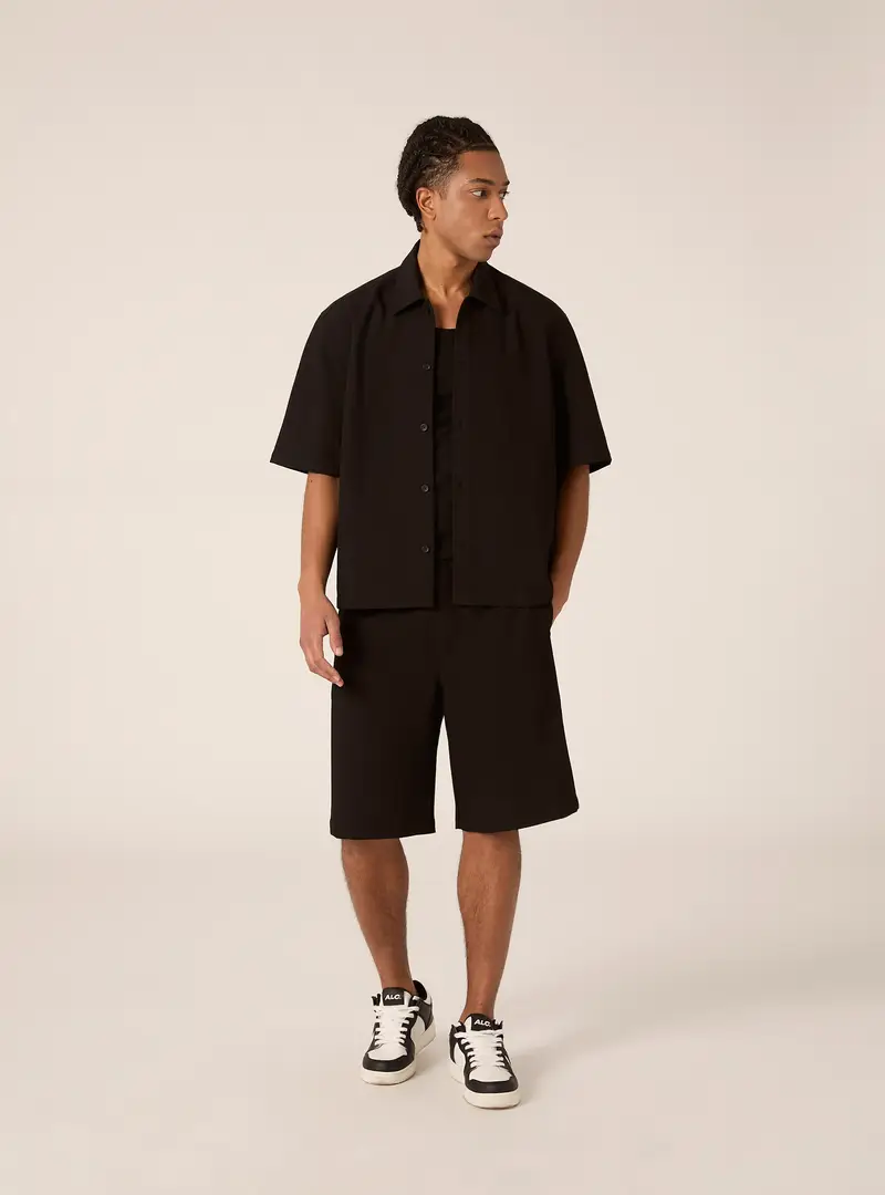 Camicia boxy fit in twil BK1 BLACK
