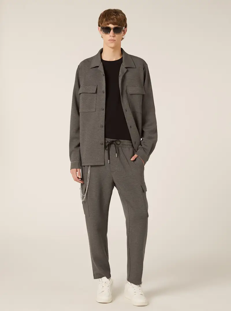 Camicia con tasconi soft touch oversize MGY1 GREY