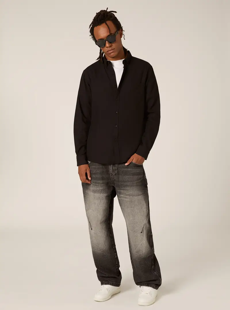 Camicia in flanella regular fit BK1 BLACK