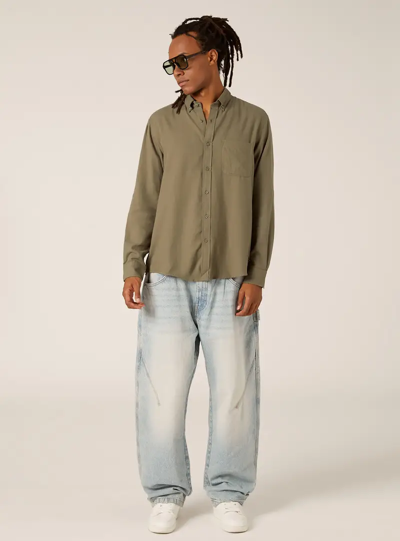 Camicia in flanella regular fit KY1 GREEN