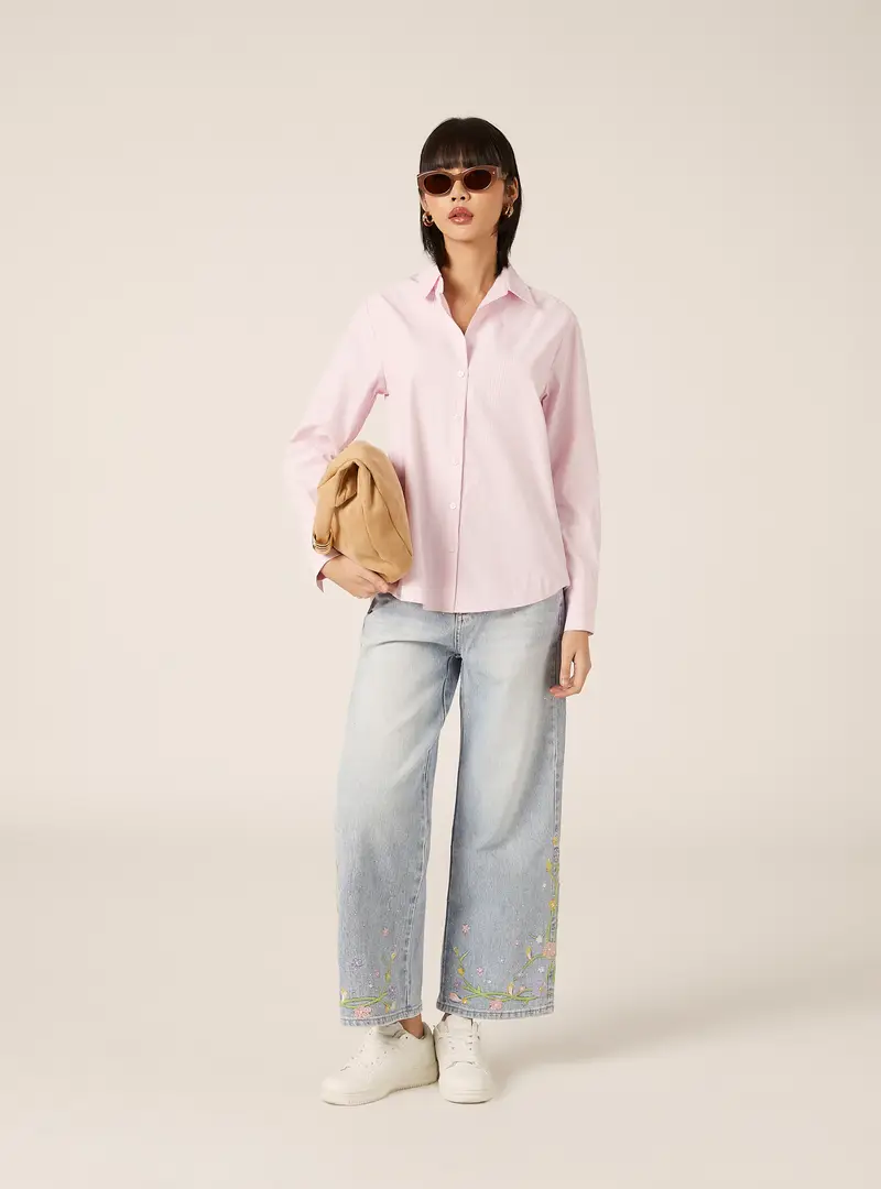 Camicia in popeline a righe PK3 PINK