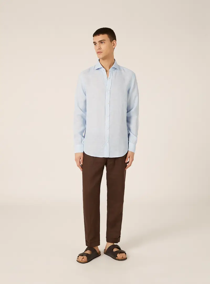 Camicia in puro lino a maniche lunghe AZ3 AZURE