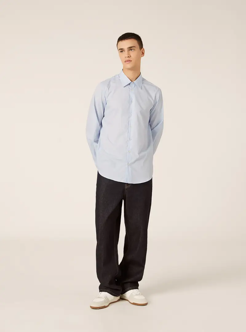 Camicia tinta unita manica lunga AZ1 AZURE