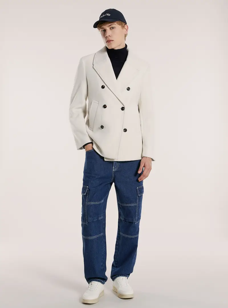 Cappotto caban doppiopetto WH1 WHITE