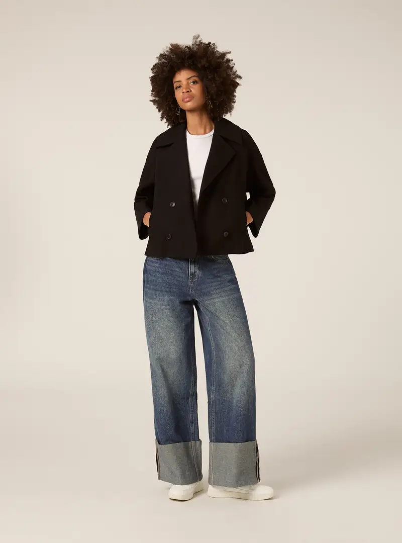 Cappotto corto in panno BK1 BLACK