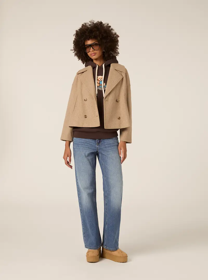 Cappotto corto in panno MTB3 TOBACCO