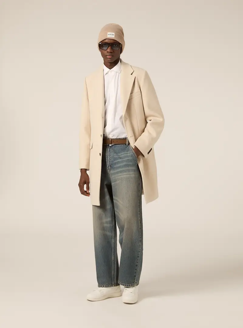 Cappotto monopetto in misto lana MBG1 BEIGE