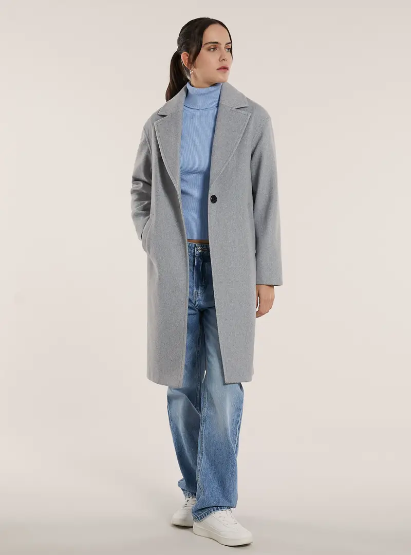 Cappotto monopetto in tinta unita