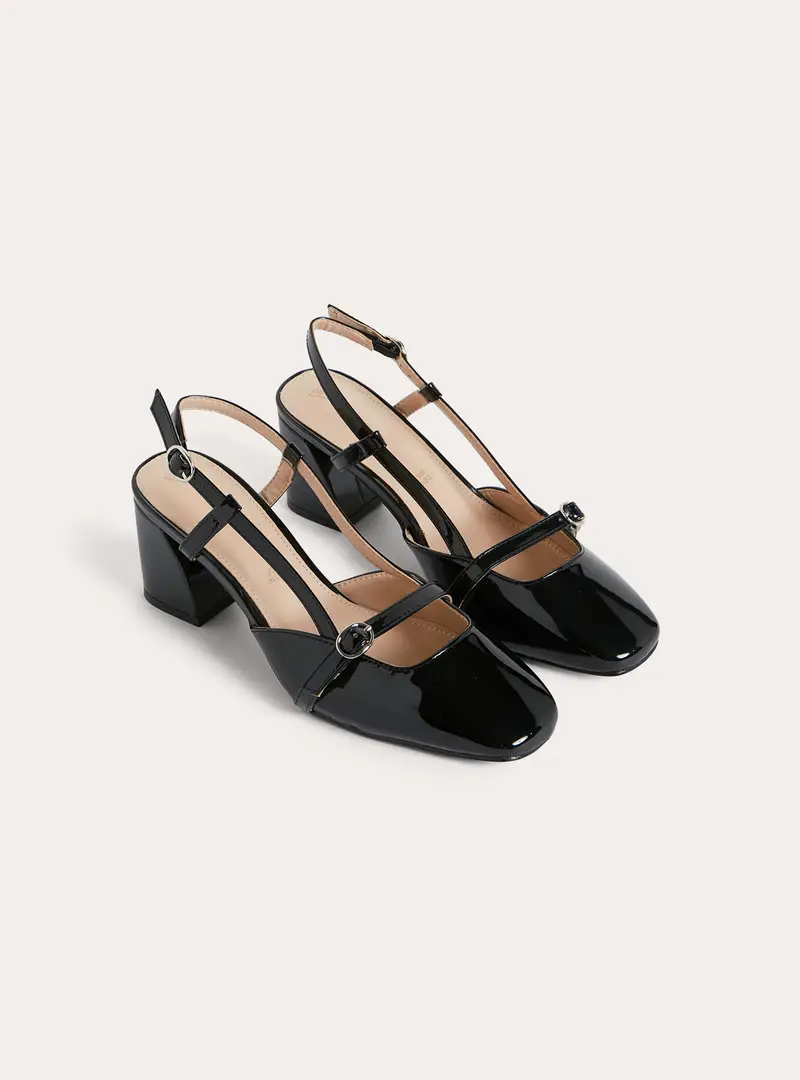 Decollete punta squadrata con cinturino BK1 BLACK