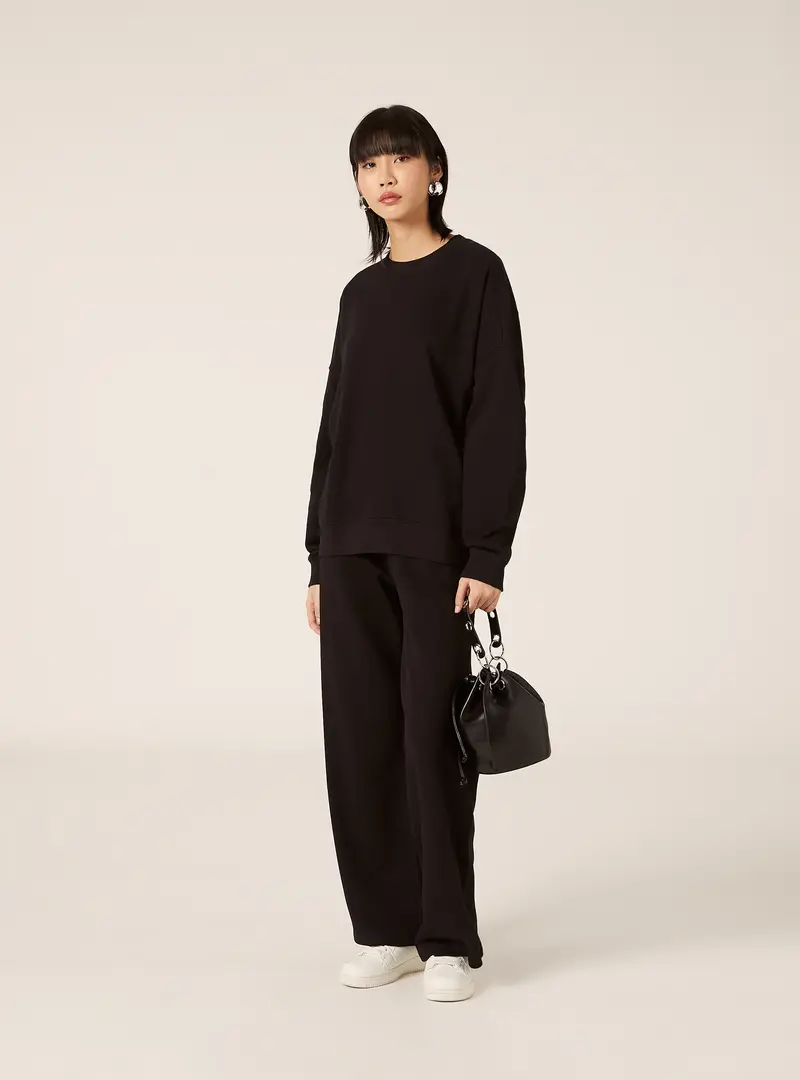 Felpa basic in cotone BK1 BLACK