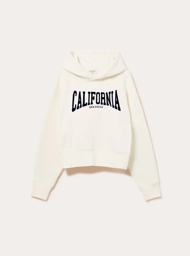 Felpa boxy con cappuccio e stampa city WH2 WHITE