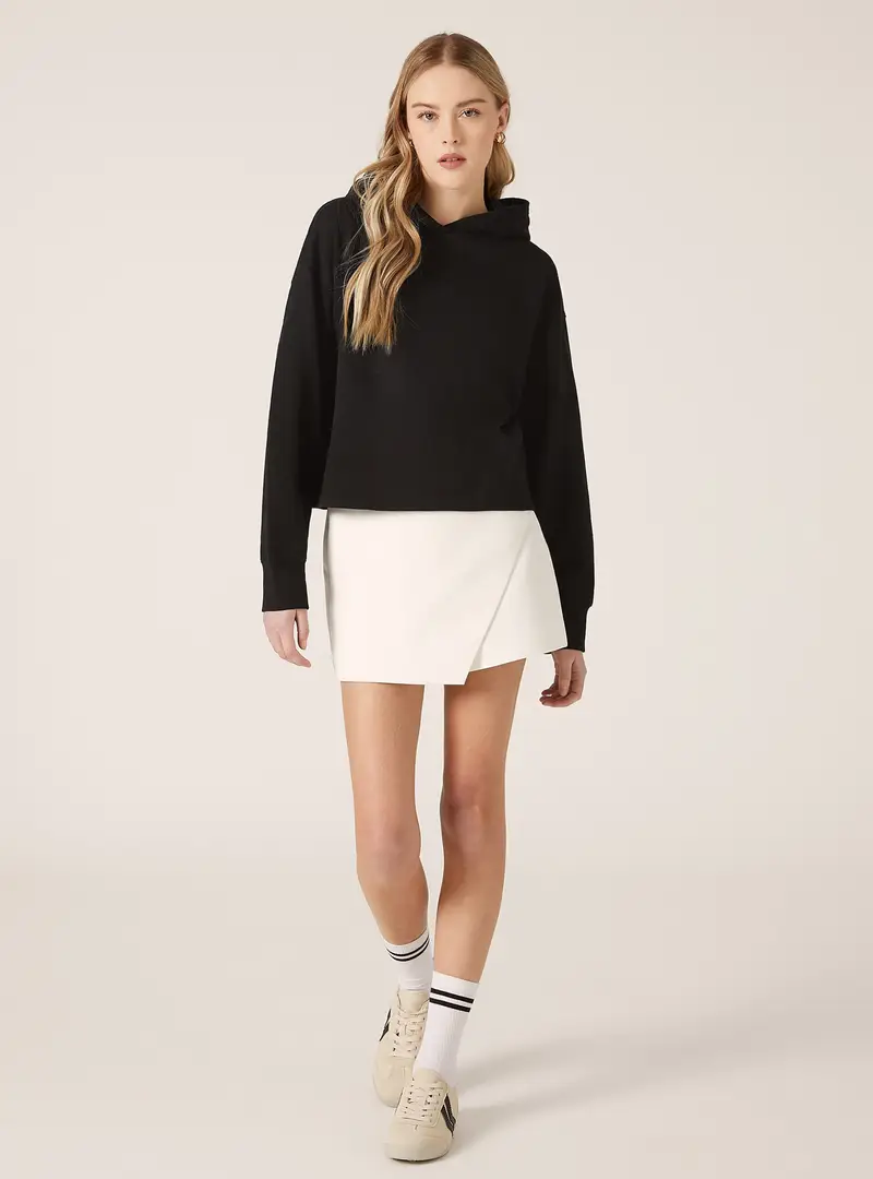 Felpa boxy fit con cappuccio BK1 BLACK