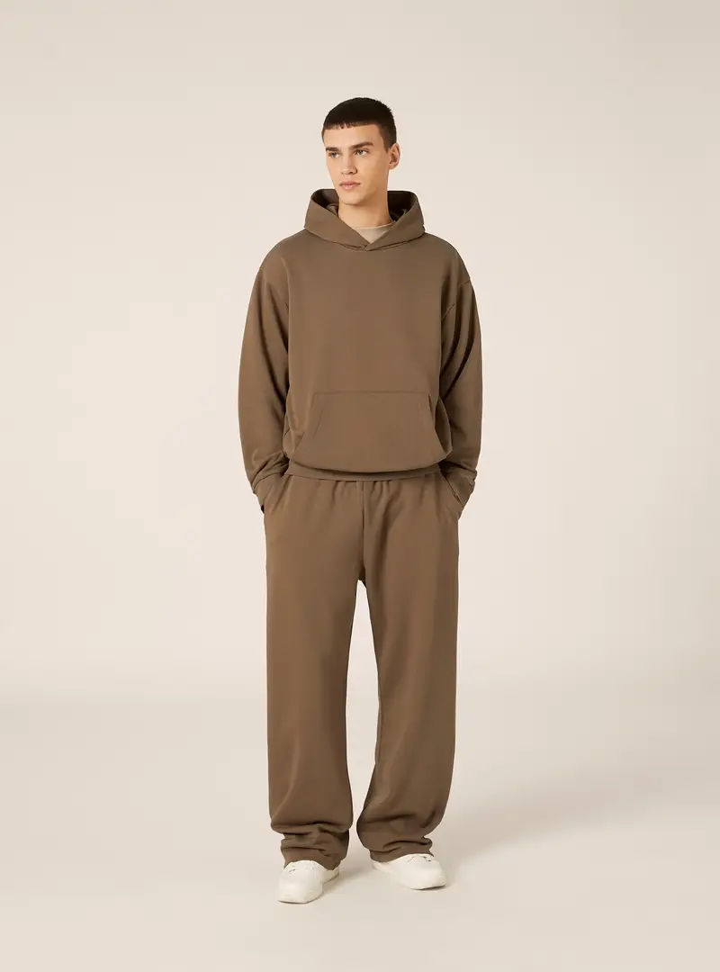 Felpa boxy fit con cappuccio BR2 BROWN