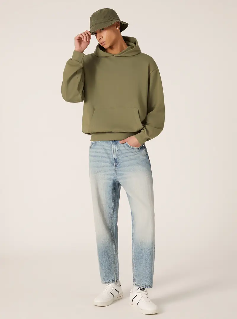 Felpa boxy fit con cappuccio KY2 GREEN