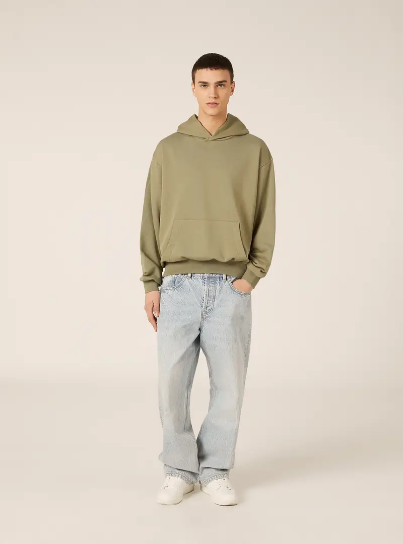 Felpa boxy fit con cappuccio KY2 GREEN