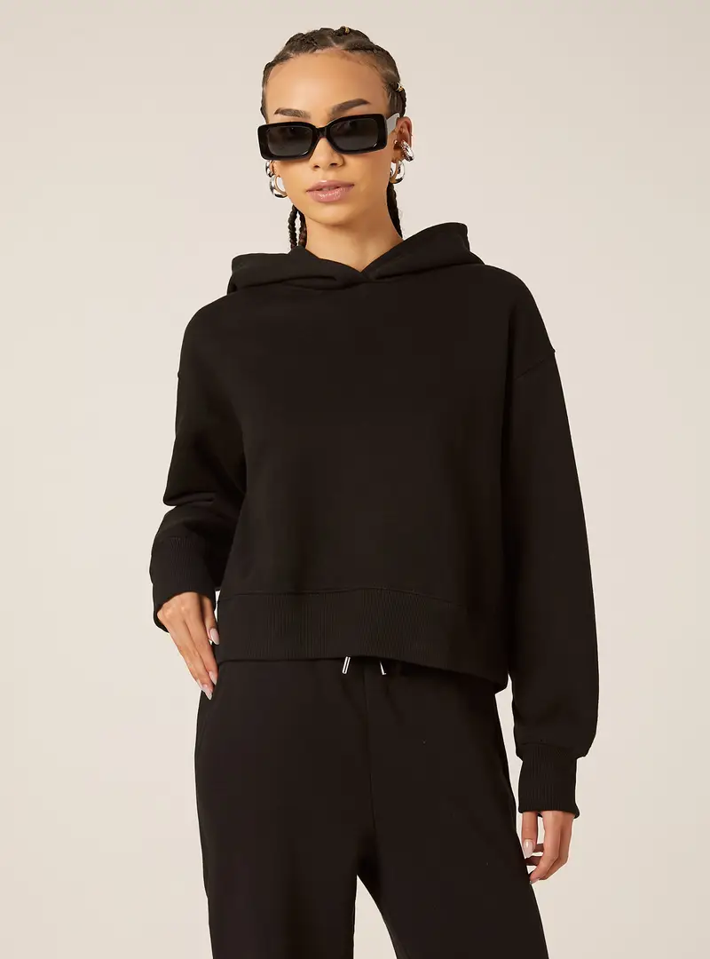 Felpa boxy fit con cappuccio