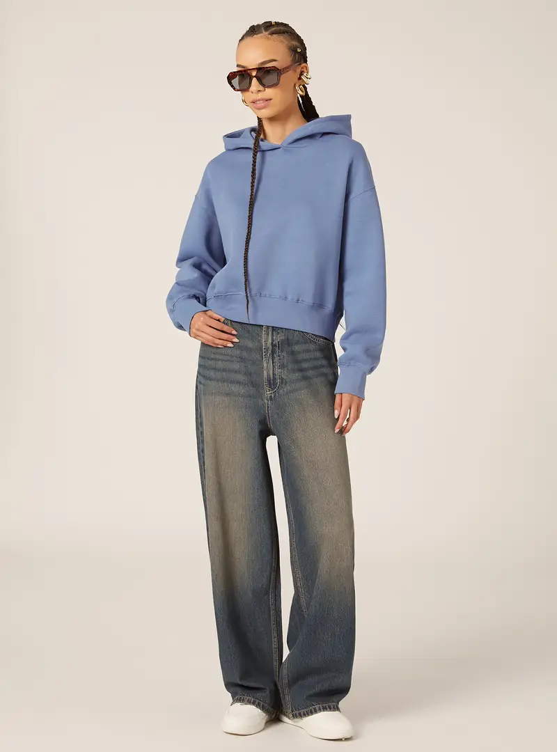 Felpa boxy fit con cappuccio