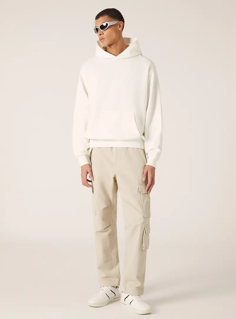 Felpa boxy fit con cappuccio WH1 WHITE