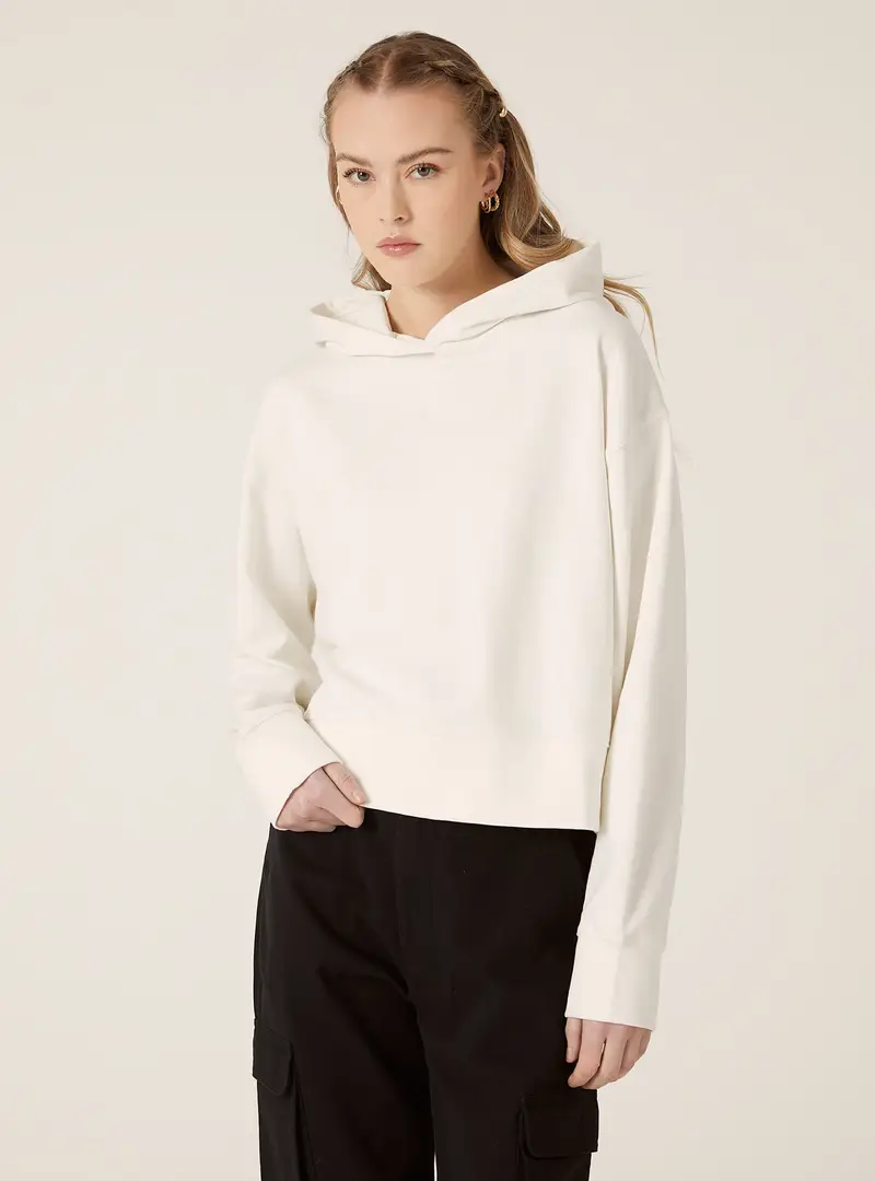 Felpa boxy fit con cappuccio WH1 WHITE