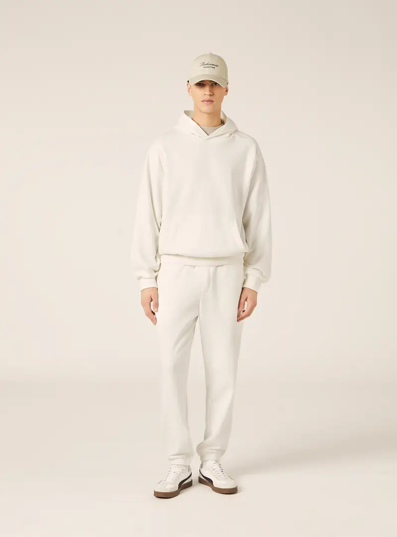 Felpa boxy fit con cappuccio WH2 WHITE