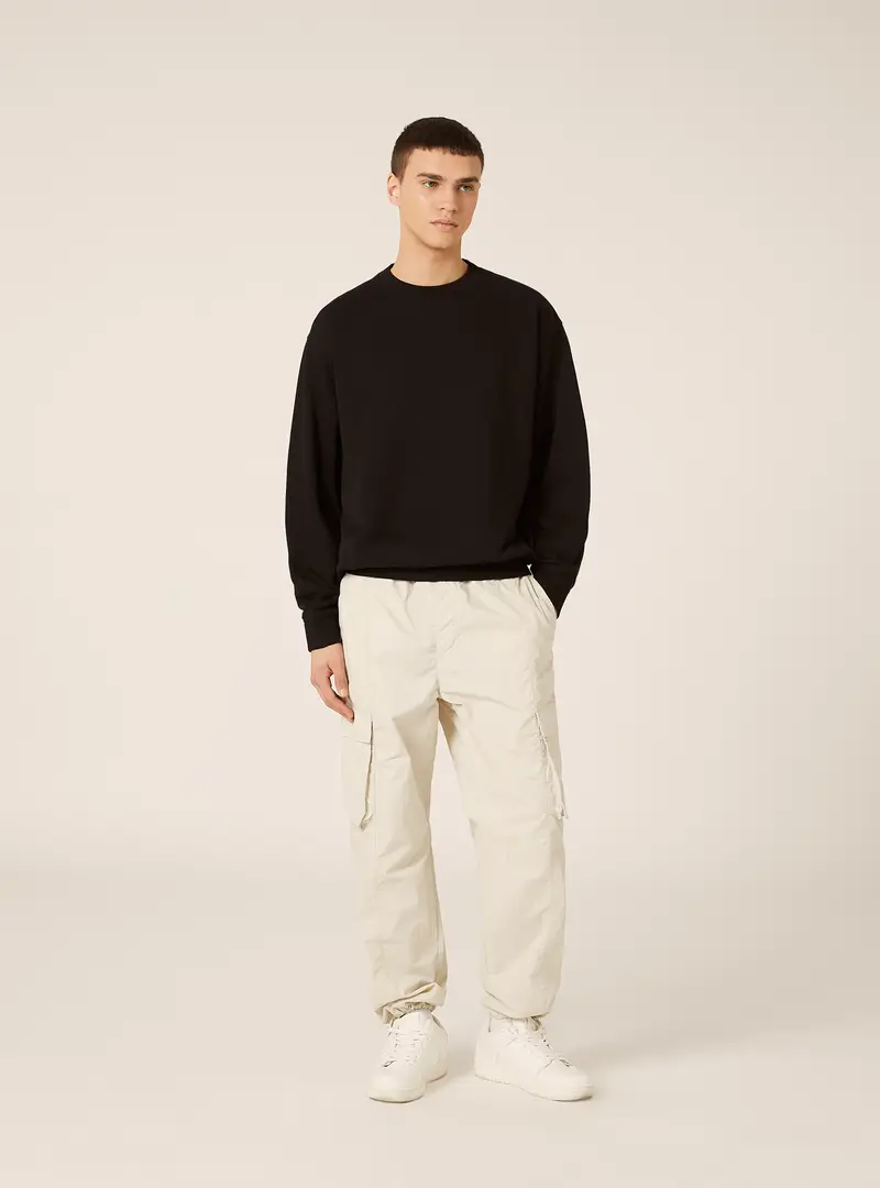 Felpa boxy fit girocollo BK1 BLACK