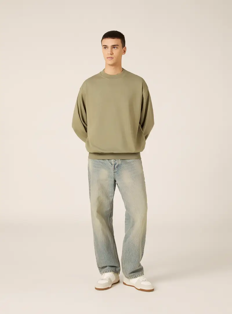 Felpa boxy fit girocollo KY2 GREEN