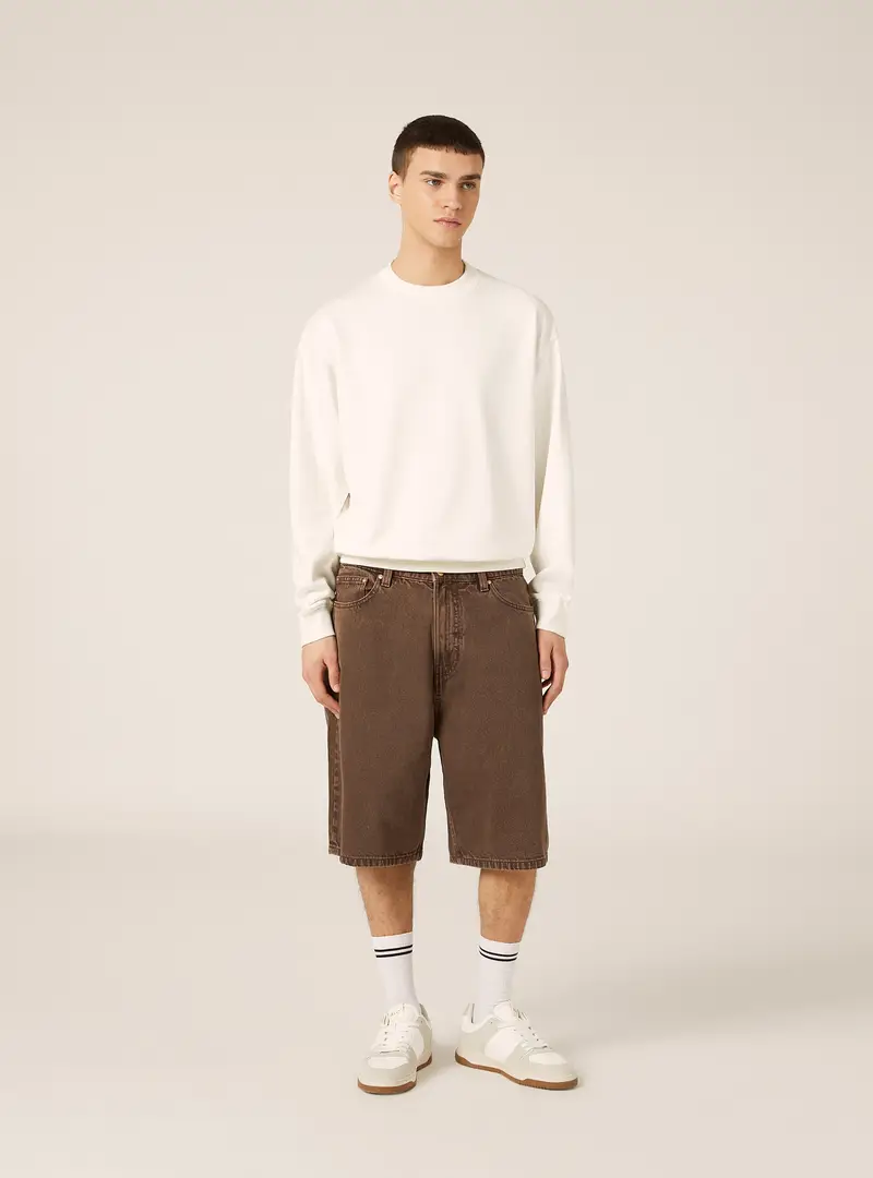 Felpa boxy fit girocollo WH2 WHITE