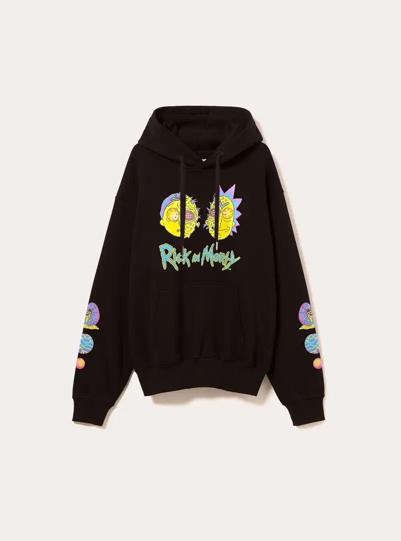 Felpa con cappuccio rick and morty BK1 BLACK