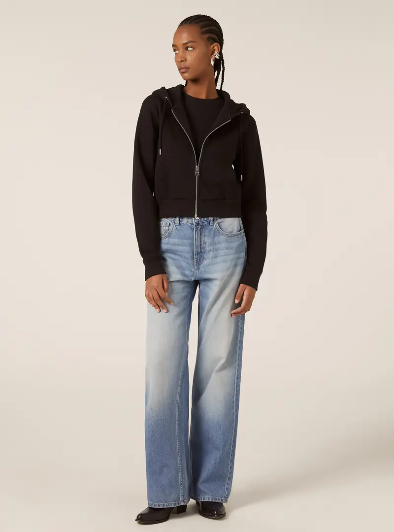 Felpa con zip con cappuccio cropped