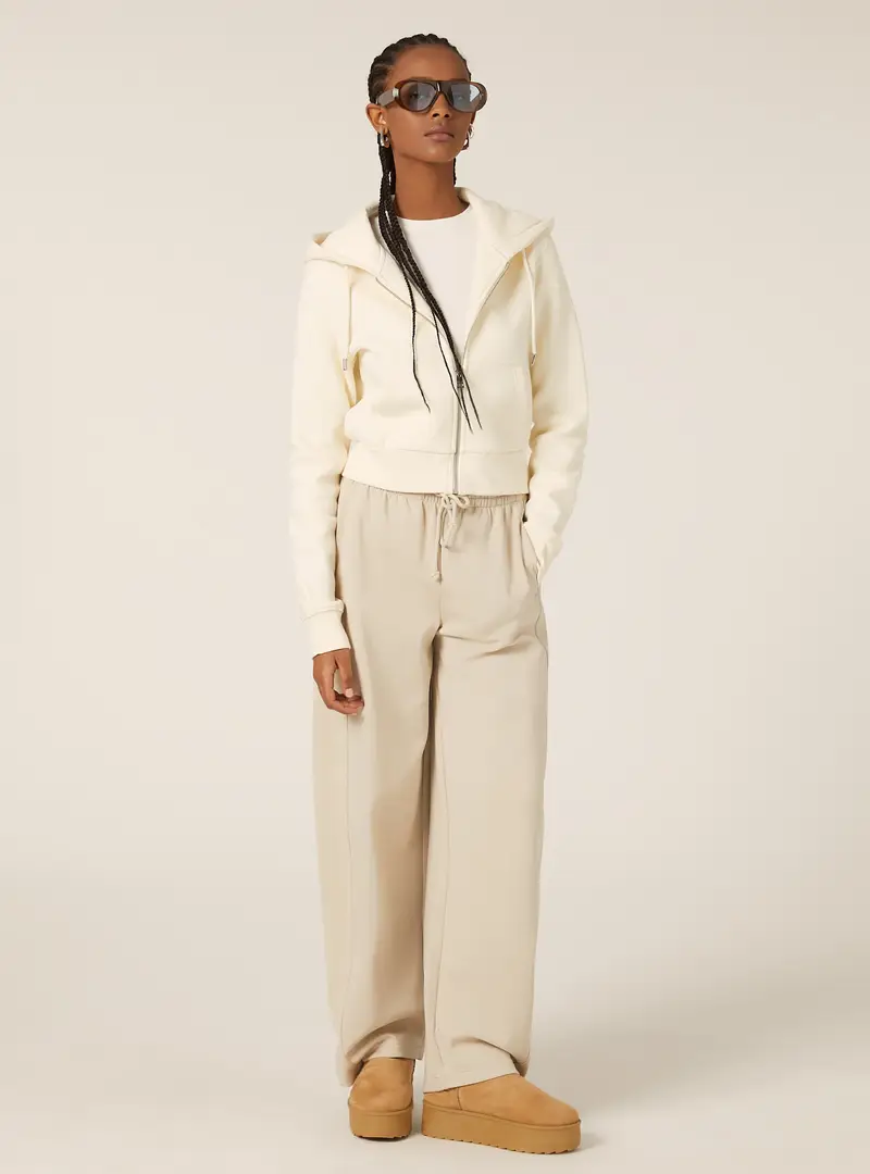 Felpa con zip con cappuccio cropped