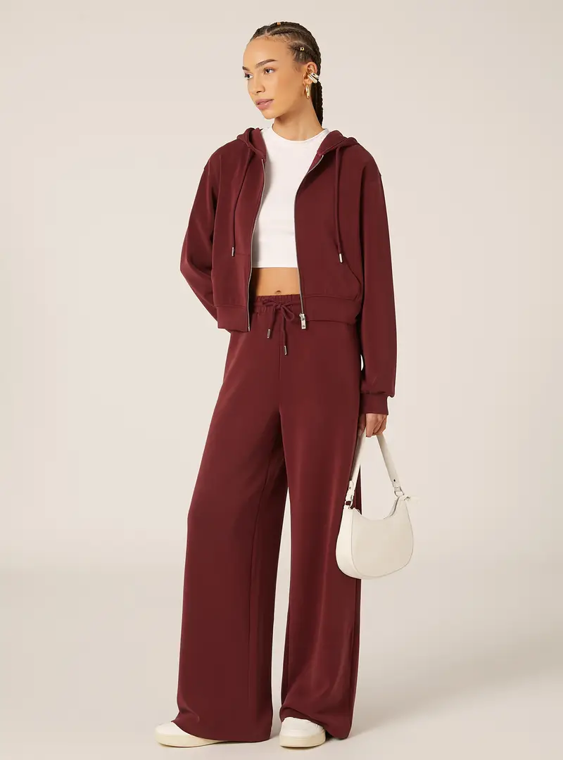 Felpa con zip cropped soft touch