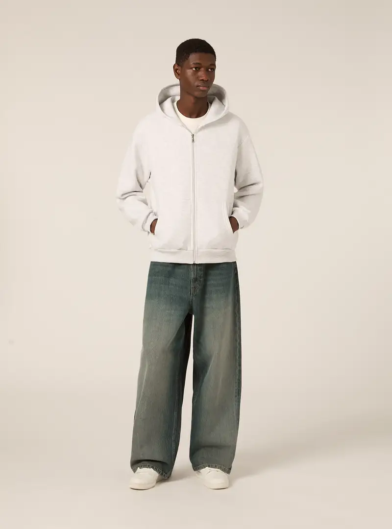 Felpa con zip e cappuccio boxy fit MGY3 GREY