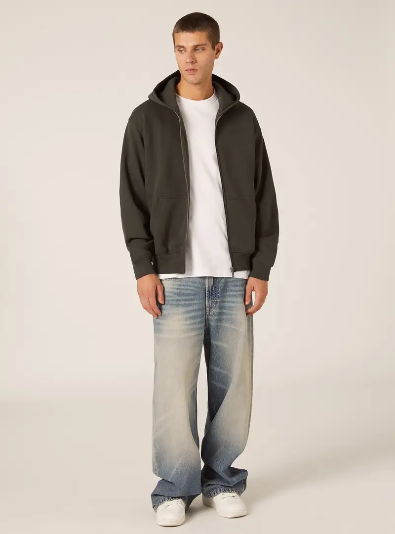 Felpa con zip e cappuccio boxy fit