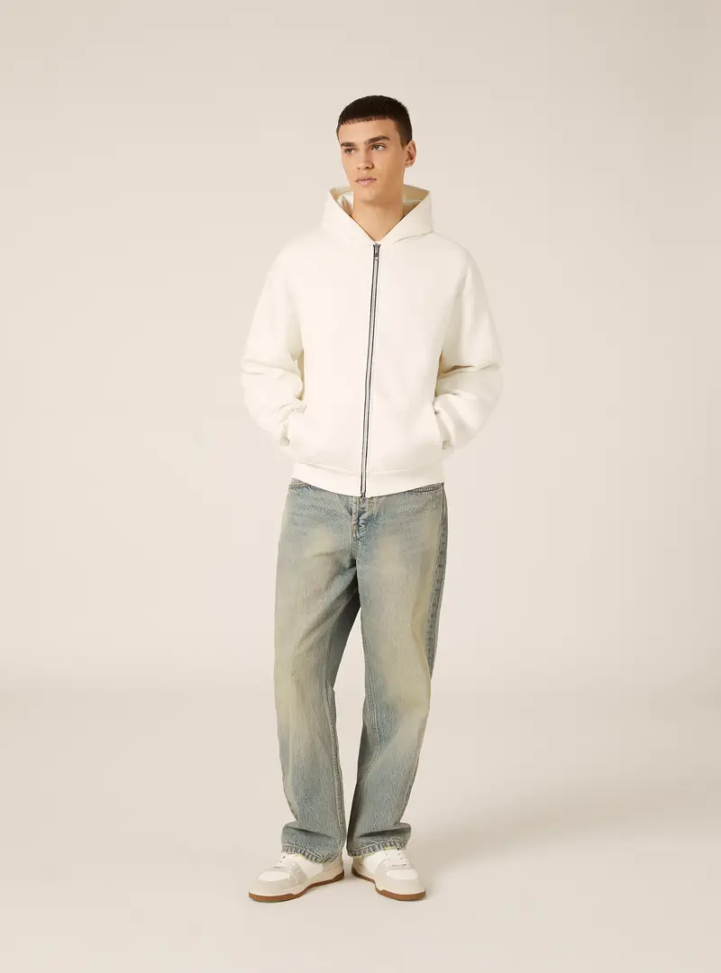 Felpa con zip e cappuccio boxy fit WH1 WHITE