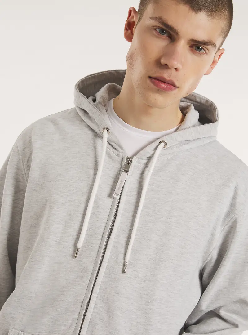 Felpa con zip e cappuccio in cotone MGY3 GREY