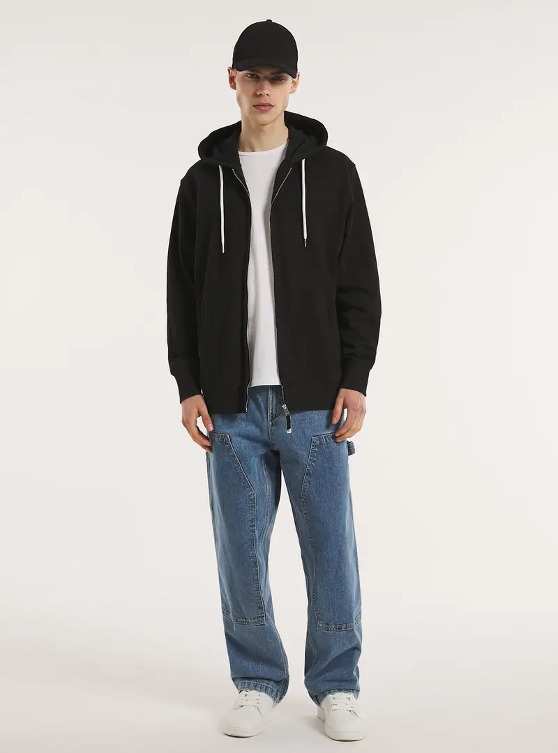 Felpa con zip e cappuccio in cotone