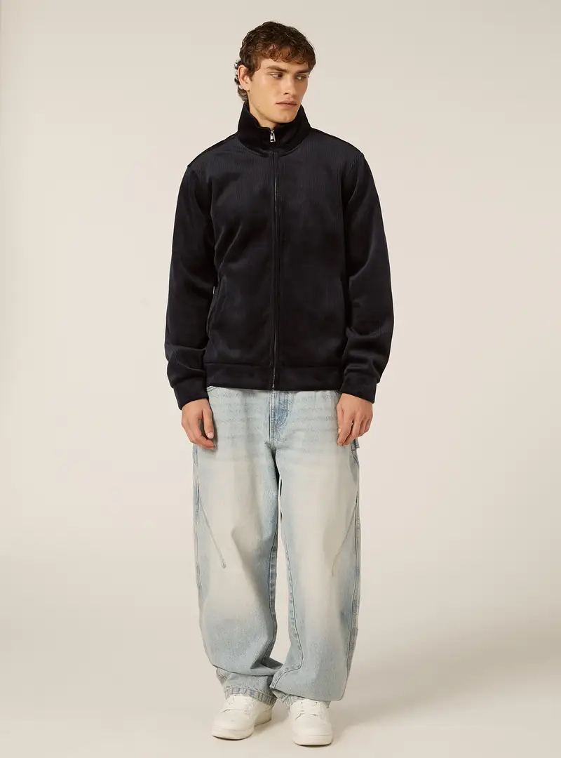 Felpa con zip in velluto a coste NA1 BLUE