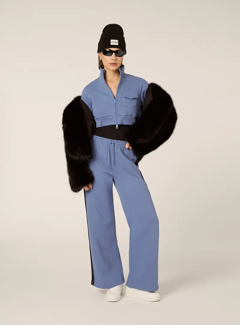 Felpa cropped zip con bande laterali AZ1 AZURE