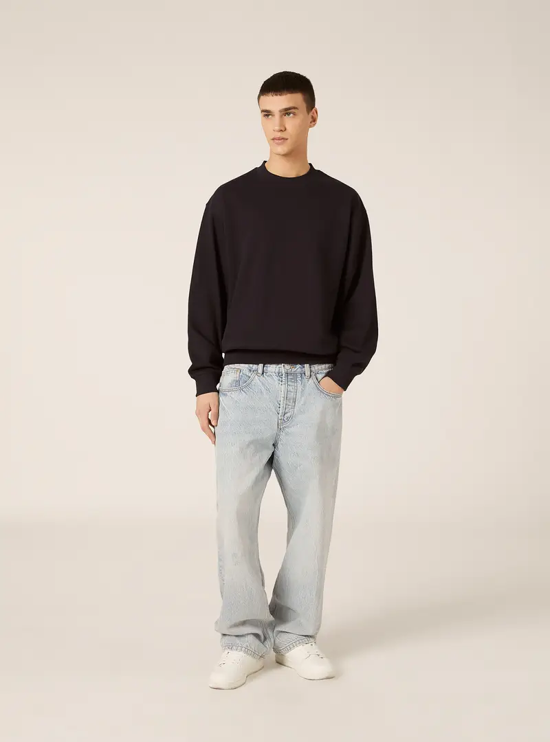 Felpa girocollo basica boxy fit NA1 BLUE