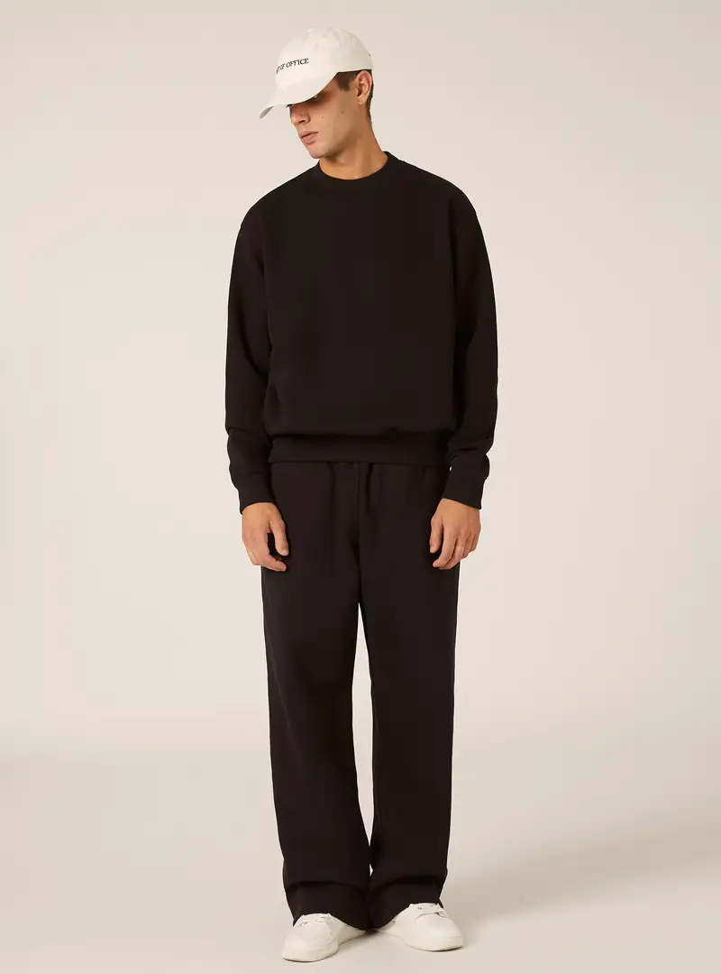 Felpa girocollo boxy fit BK1 BLACK