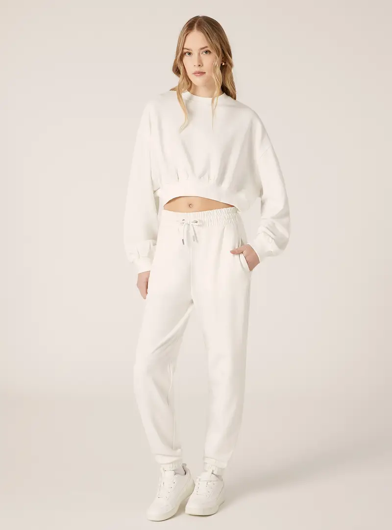 Felpa girocollo cropped WH1 WHITE
